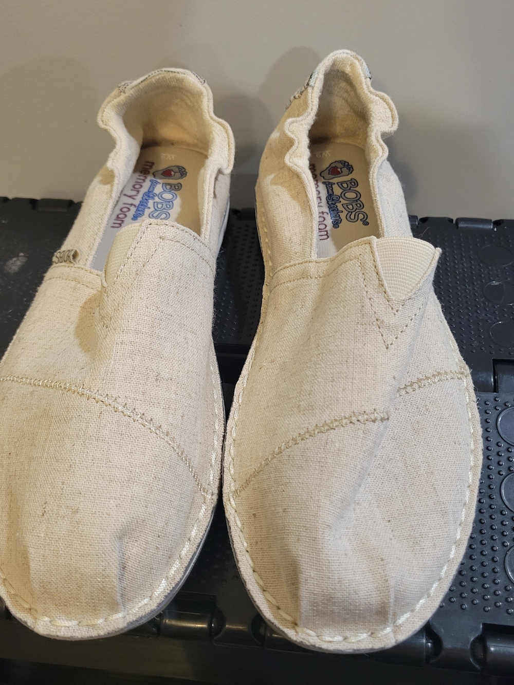 BOBS from Skechers Women's Cream Canvas Slip-On Flats
